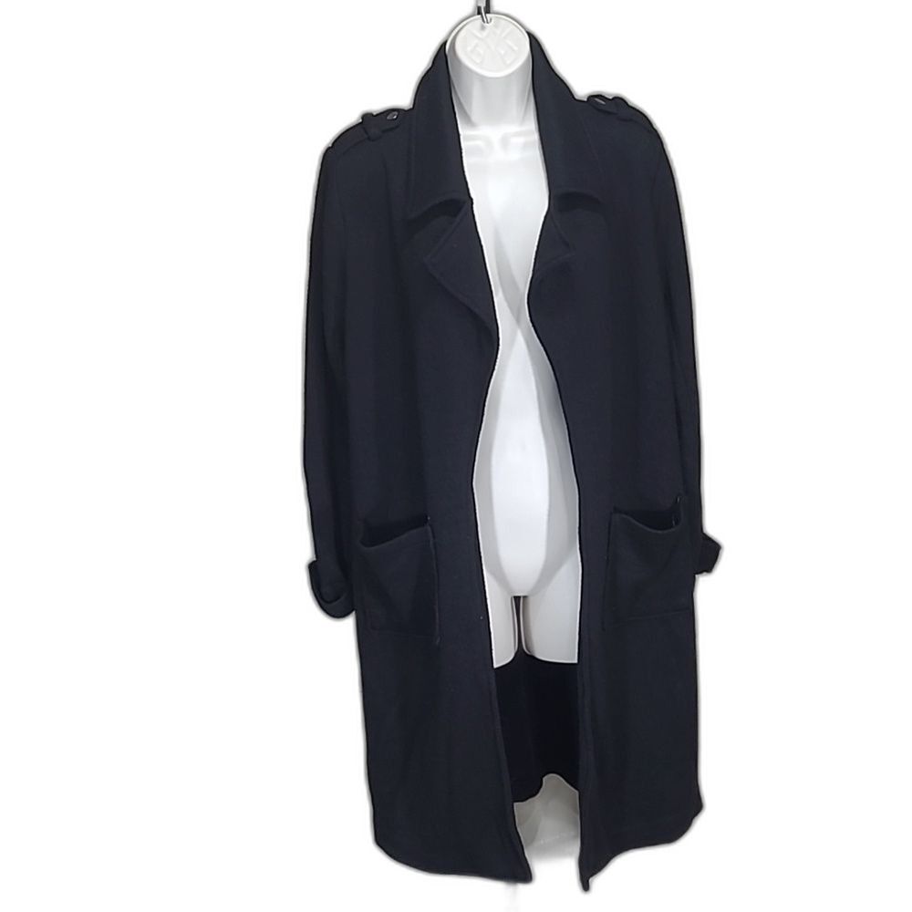 BB Dakota Steve Madden Duster Trench Knit jacket coat W/ S Black BM30502N NWT - Picture 2 of 13